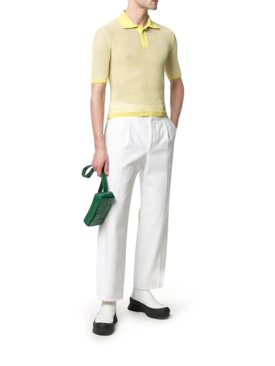 Bottega Veneta Sheer-knit Cotton-blend Polo Shirt In Green