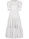 BATSHEVA LUCY CHECKED EMBROIDERED TRIM DRESS