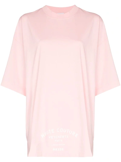 Vetements Maison De Couture Logo Print T-shirt In Baby Pink White