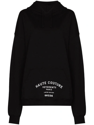 Vetements Logo Cotton Jersey Sweatshirt Hoodie In Black,white