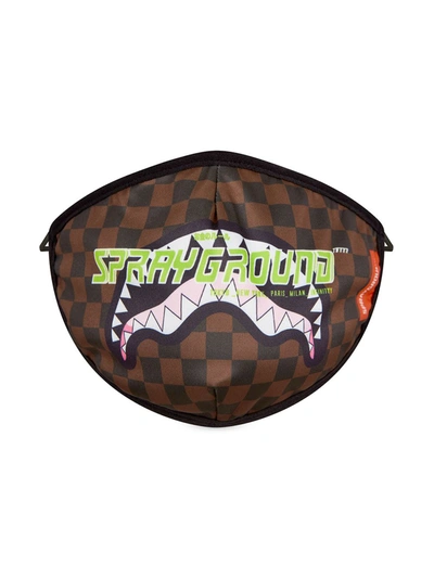 Sprayground Kid Kids' Logo-print Checked Face Mask In 褐色