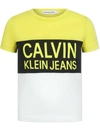 Calvin Klein Kids T-shirt Colour Block Logo For Boys In 黄色