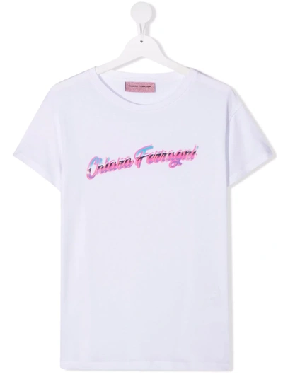 Chiara Ferragni Teen Logo-print Cotton T-shirt In 白色