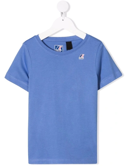 K-way Teen Logo-print Cotton T-shirt In 蓝色