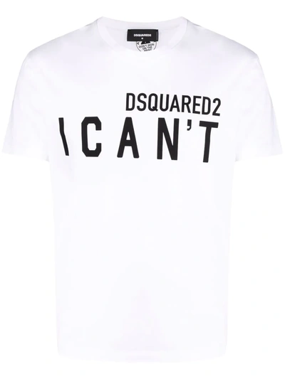 Dsquared2 I Can't Logo T-shirt In 白色