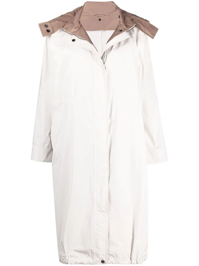 Brunello Cucinelli Lightweight Hooded Rain Coat In White