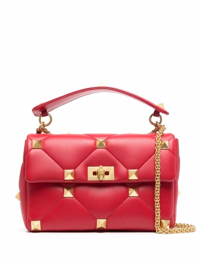 Valentino Garavani Large Roman Stud Shoulder Bag In Red