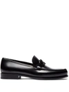 Ferragamo Grandioso Leather Gancini Loafers In Black