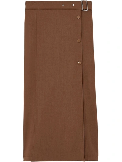 Burberry Belted Mid-length Skirt In Brown