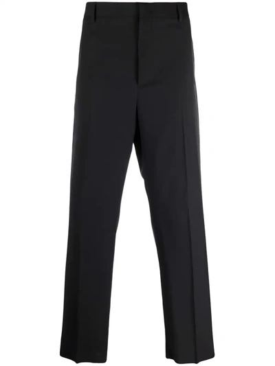 Valentino Zip Wool Blend Trousers In Black