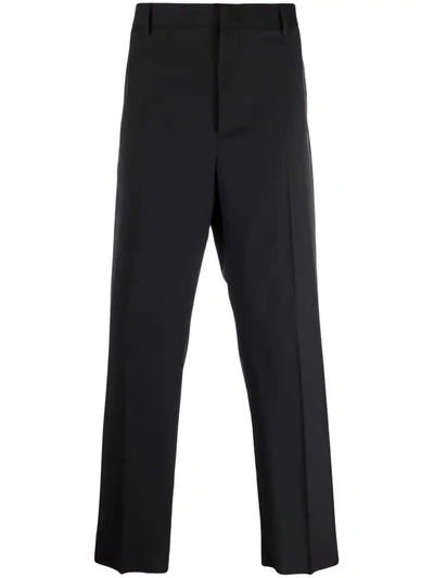 Valentino Zip Wool Blend Pants In Nero