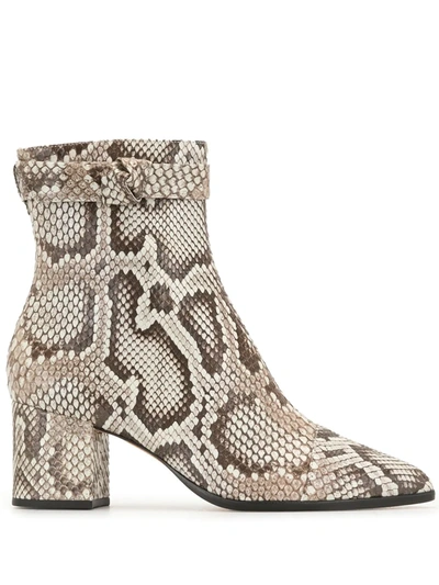 Alexandre Birman Clarita Snakeskin-print Boots In Brown