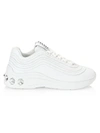 Miu Miu Women's Silver Miu Jewelled Chunky Leather Sneakers In Bianco