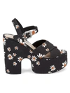 Miu Miu Women's Floral Platform Sandals In Black