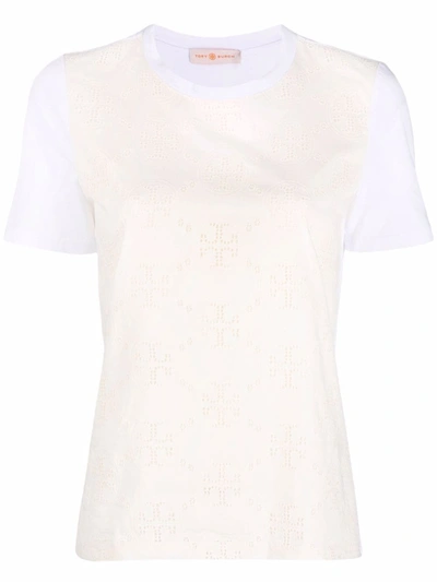 Tory Burch Monogram-print Short-sleeved T-shirt In White