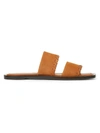 Lafayette 148 Nia Two-band Whipstitched Suede Sandals In Copper
