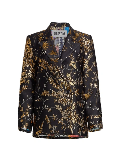 Libertine Beijing Garden Double-breasted Jacquard Jacket In Gold / Black