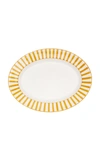Este Ceramiche For Moda Domus Striped Ceramic Oval Serving Tray In Orange,yellow