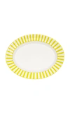 Este Ceramiche For Moda Domus Striped Ceramic Oval Serving Tray In Orange,yellow