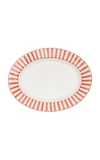 Este Ceramiche For Moda Domus Striped Ceramic Oval Serving Tray In Orange,yellow