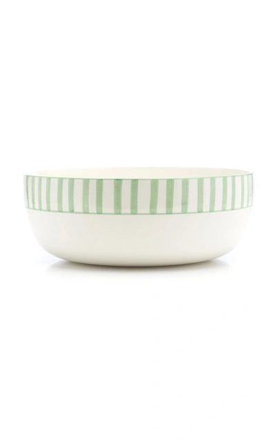 Este Ceramiche For Moda Domus Large Striped Ceramic Serving Bowl In Orange,yellow