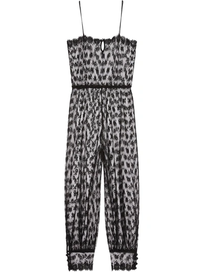 Gucci Floral-lace Spaghetti-straps Jumpsuit In Black