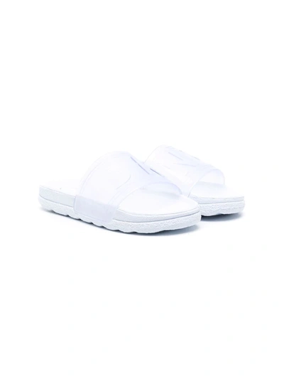 Dkny Teen Logo Embossed Slides In Blue