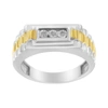HAUS OF BRILLIANCE 10K YELLOW GOLD PLATED .925 STERLING SILVER DIAMOND ACCENT MIRACLE-SET 3 STONE RIDGED BAND GENT'S FA