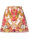 Moschino Ladies Fantasia Rosa Teddy Scarf High-waisted Shorts In 粉色