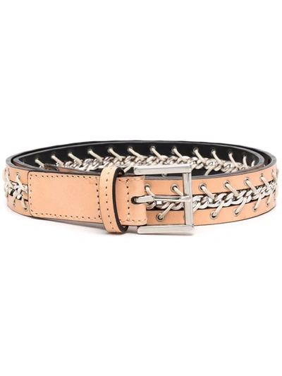 Pre-owned Gianfranco Ferre 2000s Chain-link Embellished Leather Belt In 中性色