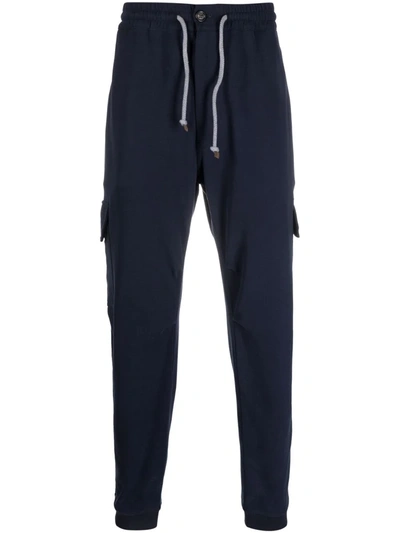 Brunello Cucinelli Drawstring-fastening Waist Track Pants In Blau