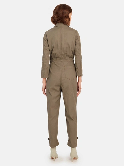 Trave Giselle Button Front Jumpsuit In Green Fields