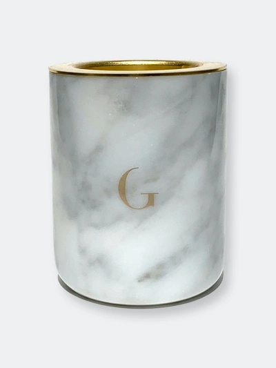Gilded Carrera White Marble Scented Candle In Gold