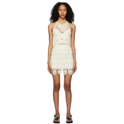 Loewe Crocheted Cotton Halterneck Mini Dress In White