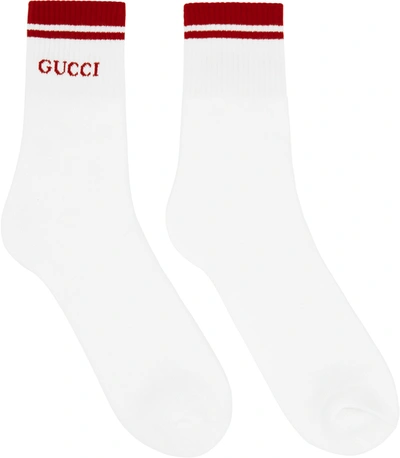 Gucci White & Red Logo Socks