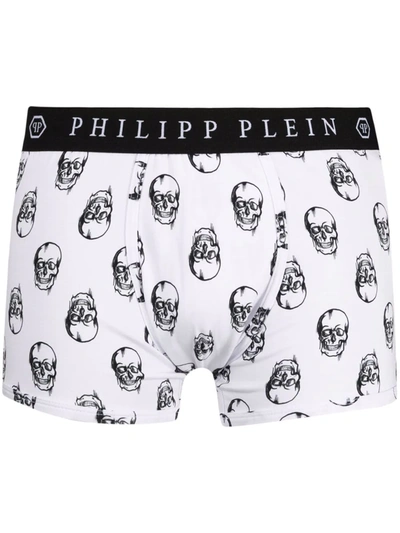 Philipp Plein Skull-print Elasticated-waistband Boxers In White