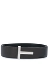 Tom Ford T-buckle Reversible Full-grain Leather Belt In Nero