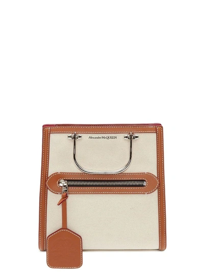 Alexander Mcqueen The Short Story Canvas And Leather Cross-body Bag In Natural