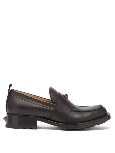 Valentino Garavani Leather Loafers W/macro Studs In Black