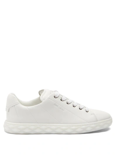 Jimmy Choo Diamond Branded Leather Trainers In V White
