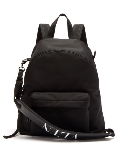 Valentino Garavani Vltn-logo Canvas Backpack In Black
