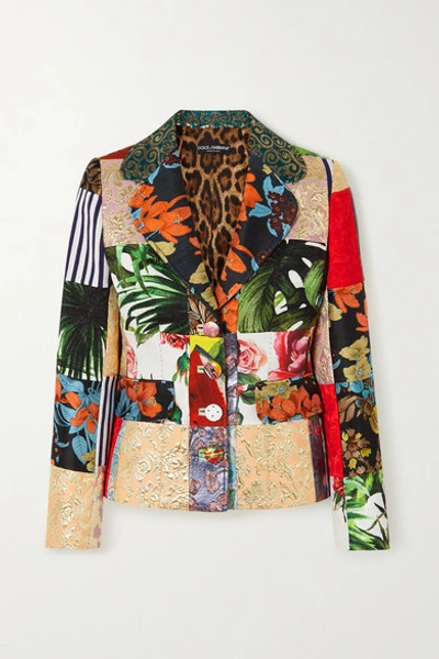 Dolce & Gabbana Single-breasted Patchwork Jacquard Dolce Blazer In Multicolour