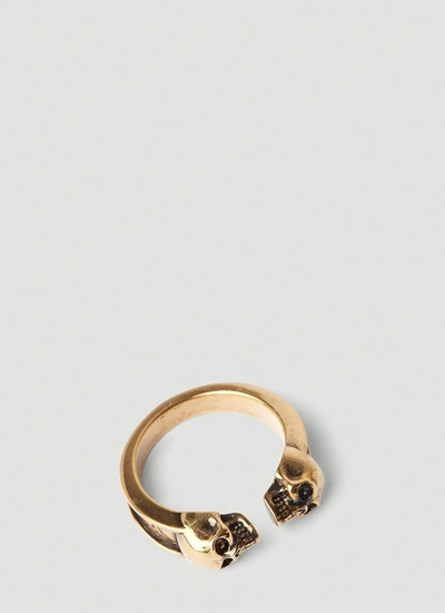 Alexander Mcqueen Skull Engraved Ring In Gold