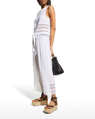 Miguelina Jodi Cropped Coverup Gauze Pants In Pure White