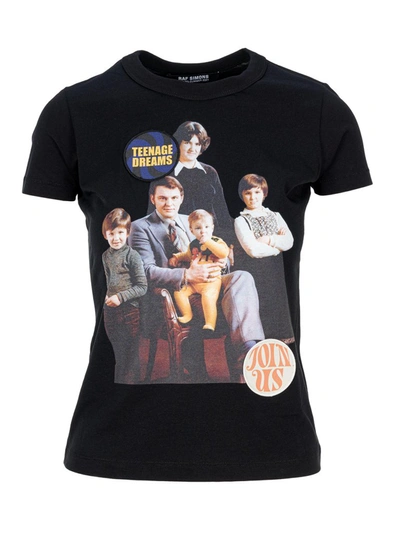 Raf Simons Womens Black Family Portrait Graphic-print Cotton-jersey T-shirt S