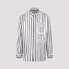 RAF SIMONS RAF SIMONS TEXT DETAIL STRIPED SHIRT