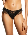 Kiki De Montparnasse Sensuel Lace-trim Silk Thong In Black