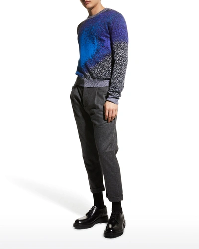 Berluti Men's Artistic Gradient-print Sweater In Mer Du Sud