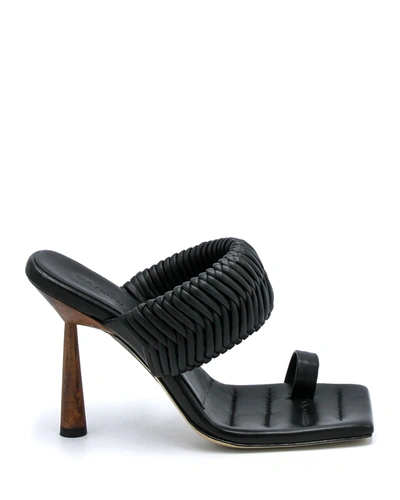 Gia/rhw Woven Toe-ring Slide Sandals, Black