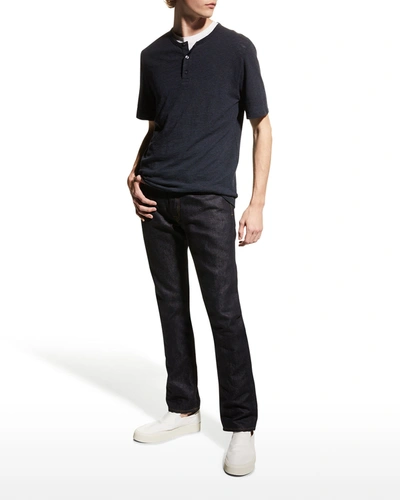 Vince Men's Tri-blend Henley Shirt In H Coastal